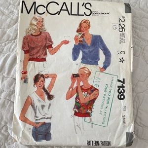 McCall’s Vintage sewing pattern 7139, Pattern 7139, Misses Tops pattern womens S